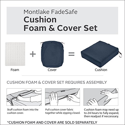 Classic Accessories Montlake FadeSafe Water-Resistant 18 x 18 x 2 Inch Square Outdoor Seat Cushion Slip Cover, Patio Furniture Chair Cushion Cover, Heather Indigo Blue, Patio Furniture Cushion Covers