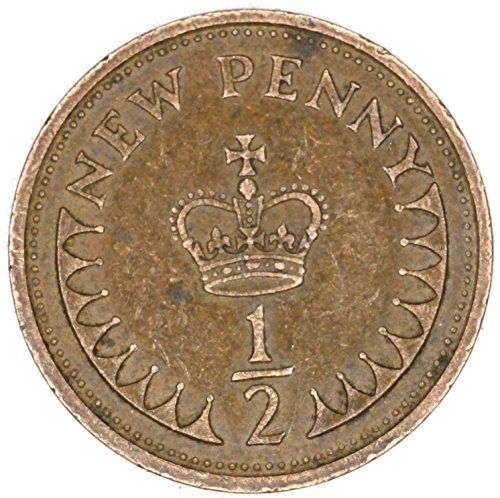 1973 No Mint Mark Great Britain 1/2 New Penny Seller Good