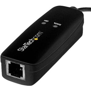 StarTech.com USB 2.0 Fax Modem - 56K External Hardware Dial Up V.92 Modem/ Dongle/Adapter - Computer/Laptop Fax Modem - USB to Telephone Jack - USB Data Modem - Network Fax/CMR/POS (USB56KEMH2),Black