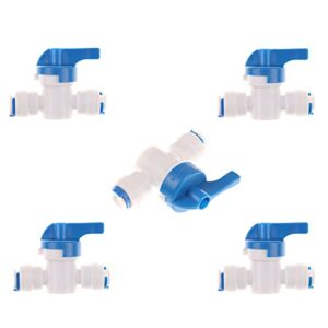 5pcs 1/4'' inline ball valve quick connect shut off for ro water reverse osmosis