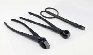 u-nitt premium 3-pc bonsai tool set carbon steel: concave cutter; knob cutter; wire cutter; in a leather case