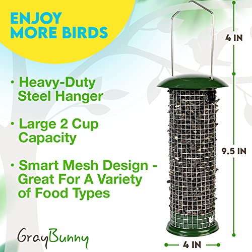 Premium Steel Sunflower Seed and Peanut Feeder, 9.5" Tall, Wild Bird Feeder for Woodpeckers, Titmice, Nuthatches, Chickadees, Jays and More, Gifts for Mom, for Women, Gifts for Dad