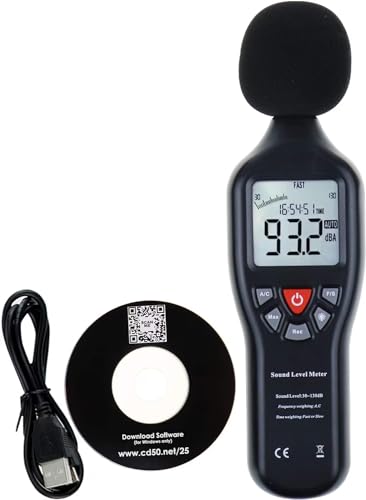 Decibel Meter Data Logger Professional Sound Level Meter High Accuracy Noise Meter with 30dB to130dB Measuring Range& Data Record Function for Classroom, Workshop, Home, etc.