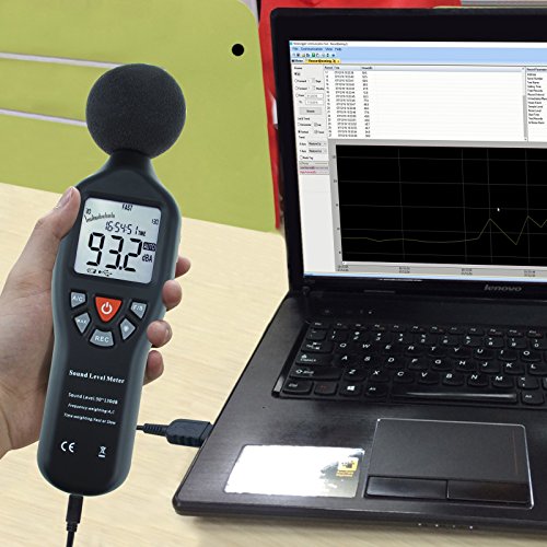 Decibel Meter Data Logger Professional Sound Level Meter High Accuracy Noise Meter with 30dB to130dB Measuring Range& Data Record Function for Classroom, Workshop, Home, etc.