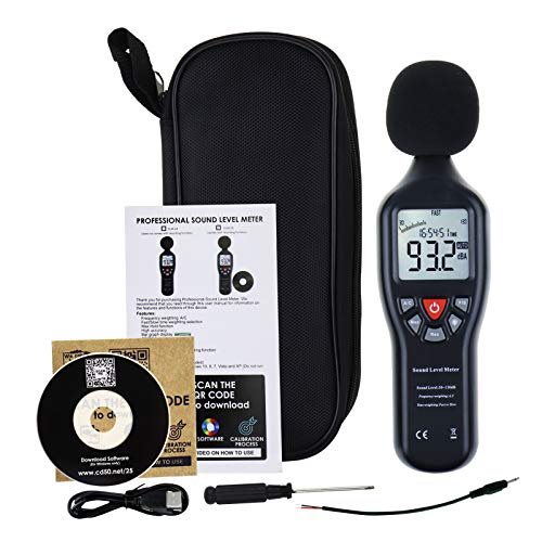 Decibel Meter Data Logger Professional Sound Level Meter High Accuracy Noise Meter with 30dB to130dB Measuring Range& Data Record Function for Classroom, Workshop, Home, etc.