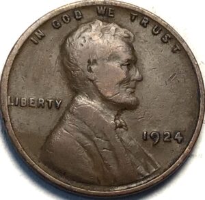 1924 p lincoln wheat cent penny seller fine