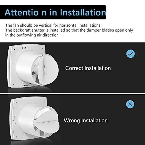 Hon&Guan 6'' Bathroom Exhaust Fan, 116 CFM Kitchen/Garage Exhaust Fan Through the Wall Fan for HVAC System, Super Silent, Strong Exhaust Fan 150A