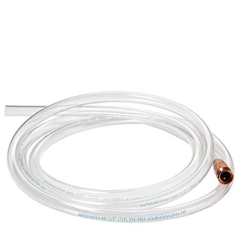 The Original Safety Siphon 10 Foot High Grade Hose, 1/2" Valve Siphon - Self Priming Pump Transfers 3.5 Gallons of Liquid Per Minute - Great for Pools, Fish Tanks, Fuel, and More