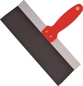 edward tools blue steel taping knife 12” - pro tapered blade for close to corner use without scraping wall - hi-visiblity ergonomic handle - rust proof steel - perfect flex - lifetime warranty