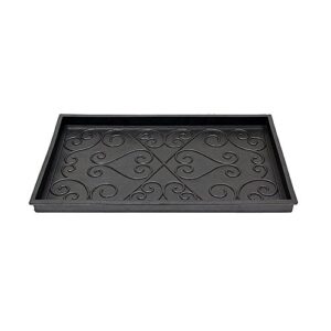 achla designs scrollwork rubber boot tray, black, 24 inch l, small