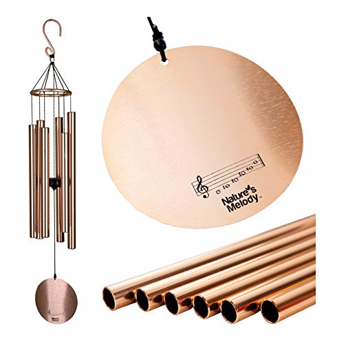 Nature’s Melody Aureole Tunes Wind Chimes – Outdoor Windchime with 6 Tubes Tuned to B Pentatonic Scale, 100% Rustproof Aluminum, Powder Finish & S Hook Hanger for Sympathy, Memorial Gift or Zen Garden