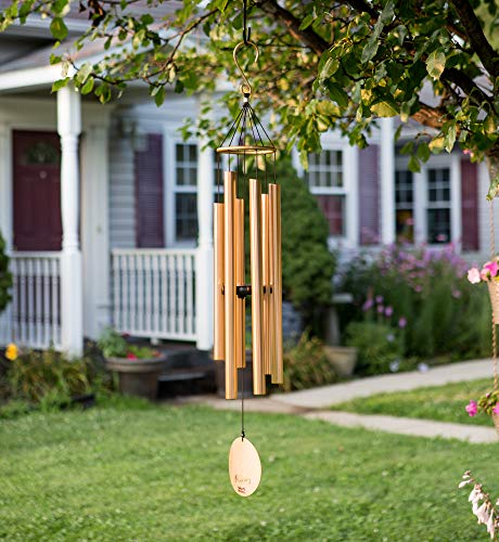 Nature’s Melody Aureole Tunes Wind Chimes – Outdoor Windchime with 6 Tubes Tuned to B Pentatonic Scale, 100% Rustproof Aluminum, Powder Finish & S Hook Hanger for Sympathy, Memorial Gift or Zen Garden