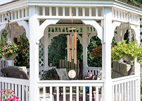 Nature’s Melody Aureole Tunes Wind Chimes – Outdoor Windchime with 6 Tubes Tuned to B Pentatonic Scale, 100% Rustproof Aluminum, Powder Finish & S Hook Hanger for Sympathy, Memorial Gift or Zen Garden