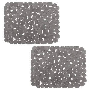 bligli pebble sink mat for stainless steel/ceramic sinks, 2 pack pvc sink protectors mats for bottom of kitchen sink, dish drying mat for dishes and glassware, 15.7 x 11.8 inch, grey