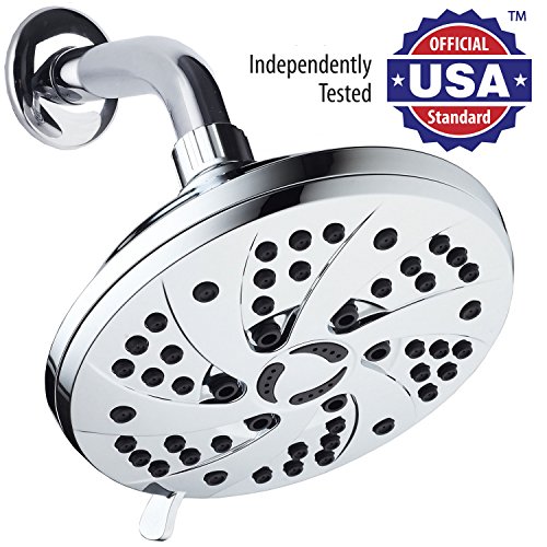 High Pressure 6-inch / 6-Setting Premium Rain Shower Head by AquaDance for the Ultimate Shower Spa Experience! Officially Independently Tested to Meet Strict US Quality & Performance Standards!