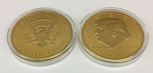 Aizics Mint Trump Coin 2017 Gold Inaugural Eagle Commemorative Donald Trump Coin 38mm. 45th President of The United States of America Certificate of Authenticity M.A.G.A. POTUS