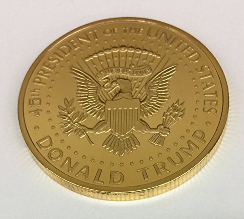 Aizics Mint Trump Coin 2017 Gold Inaugural Eagle Commemorative Donald Trump Coin 38mm. 45th President of The United States of America Certificate of Authenticity M.A.G.A. POTUS