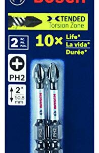 BOSCH ITPH2205 5-Pack 2 In. Phillips #2 Impact Tough Screwdriving Power Bits