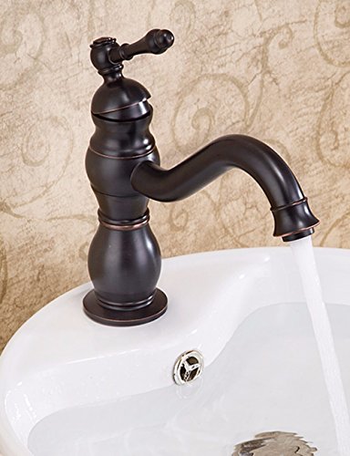 SJQKA-Faucet All copper bronze black European antique dish basin faucet kitchen faucet can rotate the general tap Basin