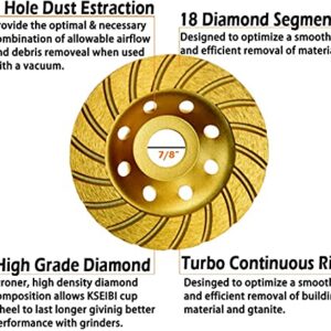 KSEIBI 644052 Super Turbo Diamond Cup Wheel 4-1/2 Inch (115 mm)