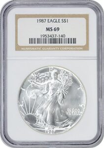 1987 $1 american silver eagle ms69 ngc