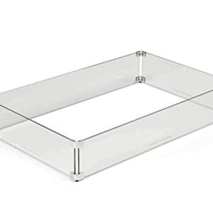 HPC Fire Rectangle Fire Pit Glass Wind Guard (WG61X23-RECT), 61x23-Inch