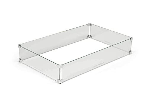 HPC Fire Rectangle Fire Pit Glass Wind Guard (WG61X23-RECT), 61x23-Inch