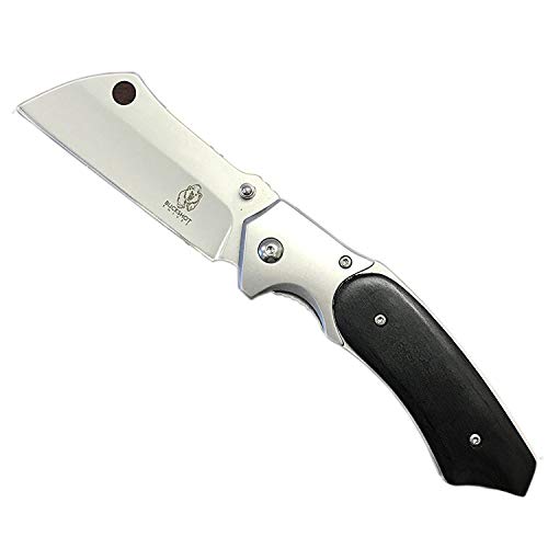 Wartech Buckshot Thumb Open Spring Assisted Stainless Steel Handle with Inlay Classic Razor Pocket Knife (Black)