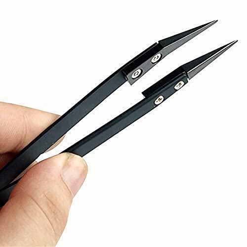 Black Ceramic Tweezers Set - Antistatic,Anticorrosion,Antimagnetic,Highly Heat Resistant up to 3000F(3Pack)