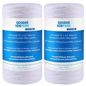 golden icepure 5 micron 10”4.5'' whole house sediment string wound water filter replacement filter for 84637, wpx5bb97p, pc10, 355214-45, 355215-45, wp10bb97p, wp5bb97p, 2pack