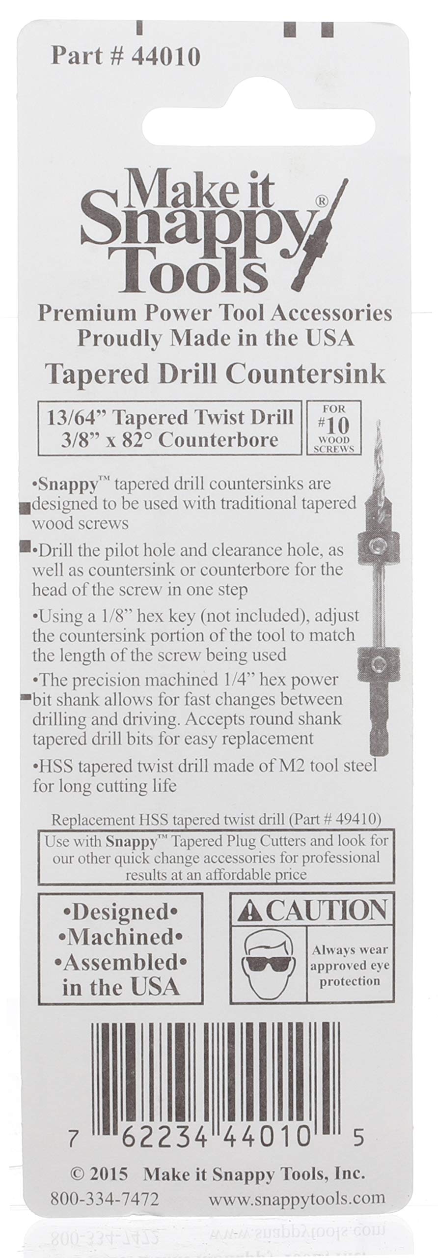 Snappy Tools 13/64 Inch Tapered Drill Countersink for # 10 Screw (Replaces Part # 44013) #44010