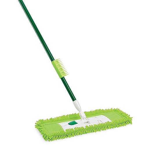 Libman Commercial 195 Microfiber Dust Mop, Steel Handle, 18" Wide, Green Handle and Yellow Pad (Pack of 6)