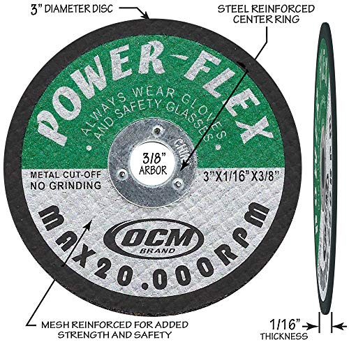 50 Pack - Cut Off Wheels 3 Inch x 1/16 Inch x 3/8 Inch - For Cutting All Steel and Ferrous Metals.