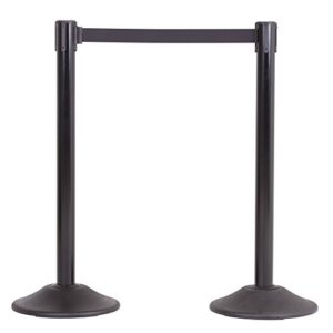us weight - u2102ext heavy duty premium steel crowd control stanchion with extended 13-foot retractable belt, black, two pack