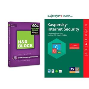 h&r block tax software deluxe + state 2016 + refund bonus offer pc/mac disc with kaspersky internet security 2017 | 1 device | 1 year | download