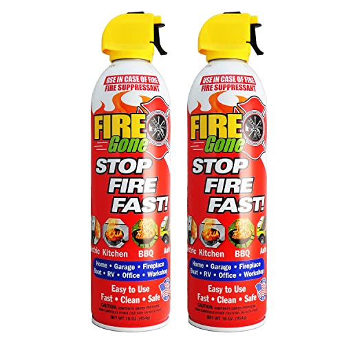 Fire Gone 5-in-1 Fire Extinguisher, Best Compact fire suppressant, for car, grease & electrical fires - PACK OF 2