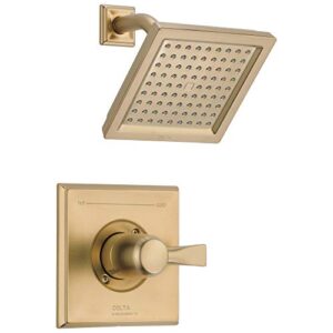 delta faucet dryden 14 series single-function shower trim kit with single-spray touch-clean shower head, champagne bronze, 2.0 gpm water flow, t14251-cz-we (valve not included)