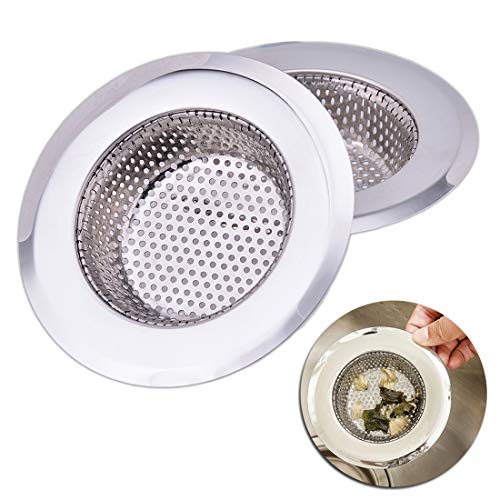 CORNERJOY 4.5 Inch Diameter Rim Heavy Duty Stainless Steel Kitchen Sink Basket Strainer, Large (Pack of 2)