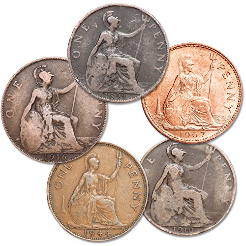 British Large Penny 5-Coin Collectible Set AG About Good or Better