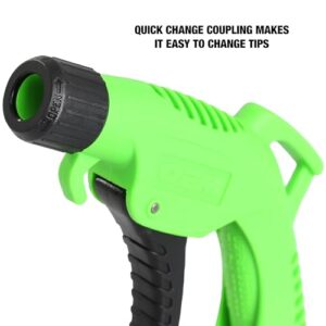 OEMTOOLS 24439 5-Piece Air Blow Gun, Blower for Air Compressor, Clear Debris, Dry Work Surfaces, and Remove Dust and Dirt, 4 Removable Air Hose Nozzles, Green