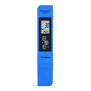 vivosun tds tester 3-in-1 tds ec & temperature meter ultrahigh accuracy digital water quality tds tester (blue)