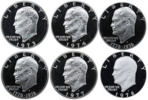 1973 s 1974 1976(t1) 1976(t2) 1977 1978 eisenhower ike dollars gem proof run 6 coins us mint clad lot complete set proof