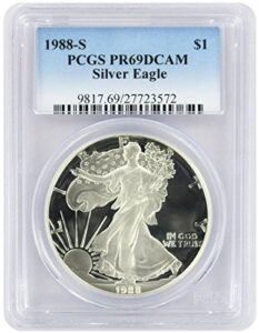 1988-s $1 american silver eagle pr69dcam pcgs