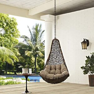 modway abate outdoor patio swing chair without stand, black mocha