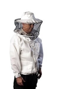 forest beekeeping supply ventilated ultra-light bee jacket - clear view vented round veil with ykk brass zippers & thick for maximum protection for professional & beginner beekeepers (x-large)