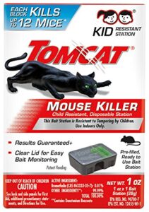 tomcat mouse killer child resistant, disposable station, 1 pre-filled ready-to-use bait station
