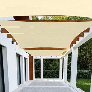 patio paradise 8' x 8' beige sun shade sail square canopy uv block awning heavy duty commercial grade for patio backyard lawn garden outdoor activities