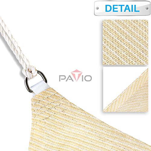 Patio Paradise 8' x 8' Beige Sun Shade Sail Square Canopy UV Block Awning Heavy Duty Commercial Grade for Patio Backyard Lawn Garden Outdoor Activities