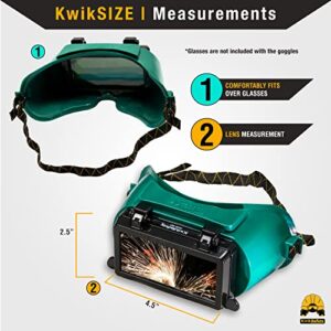 KwikSafety - Charlotte, NC - EAGLE EYES Welding Goggles Flip-Up [ANTI-FOG Snug FIT] Shade 5 + Shade 10 Industrial ANSI Ventilation Safety Plasma Jet MIG Torch Flame Cutting Gas Oxy-Acetylene/Green