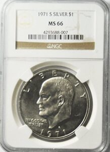 1971 s eisenhower silver dollar $1 ngc ms66